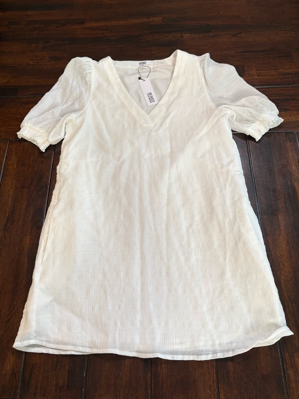 Steve Madden White V-Neck Short Sleeve Mini Dress - NWT Size S